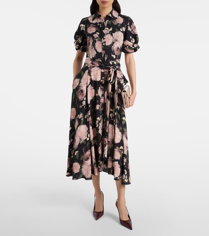 Floral belted shirt dress