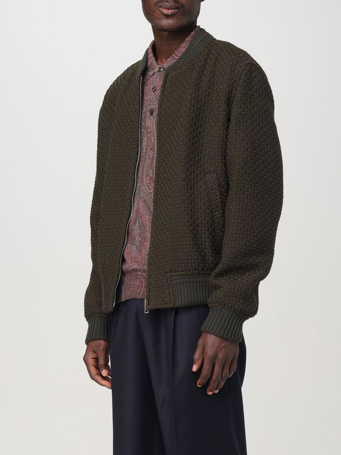 Zip-up wool bomber jacket - Neutrals