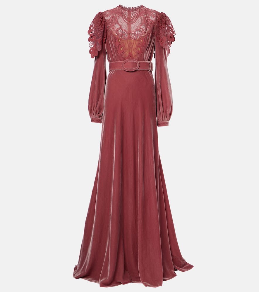 Ashley lace-trimmed velvet gown