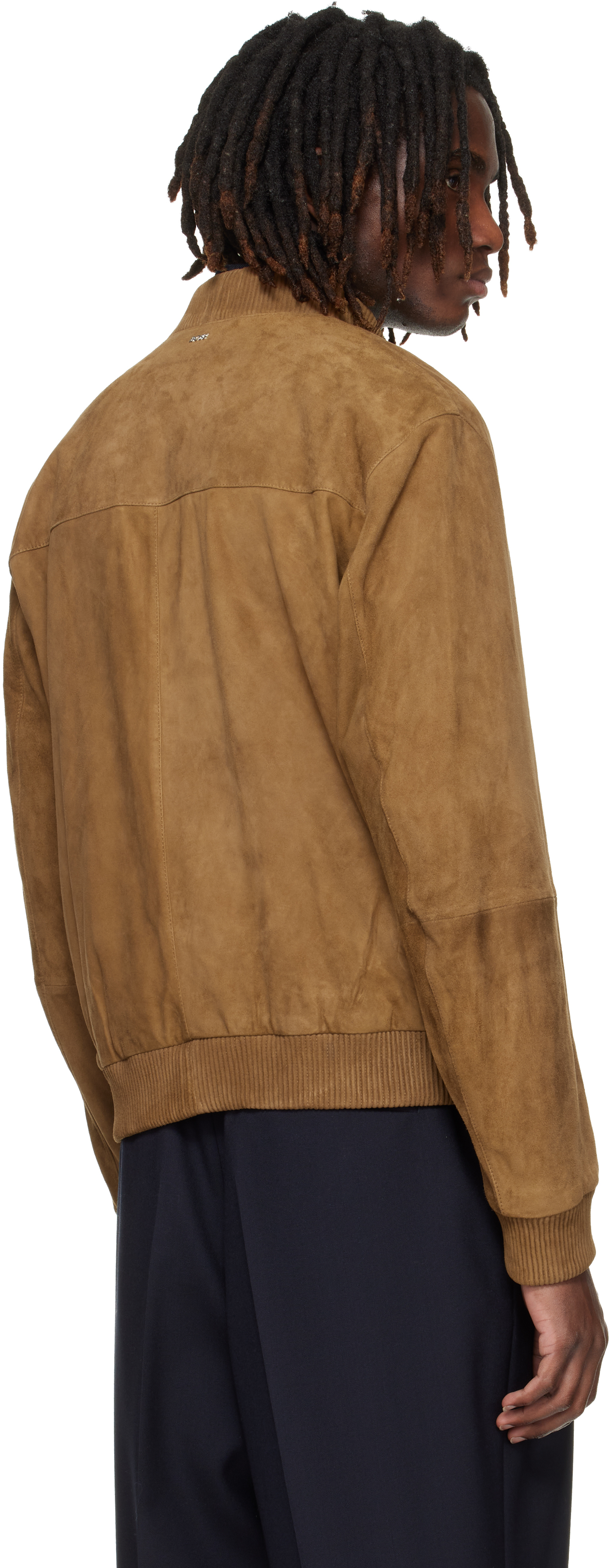 Brown Regular-Fit Suede Jacket