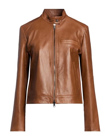 Woman Jacket Brown Size M Leather, Viscose, Elastane, Nylon