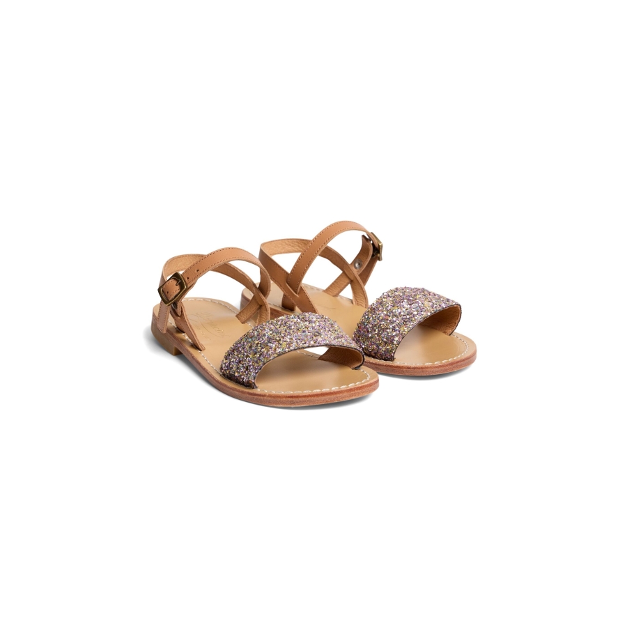 Girls Apis Glitter Leather Sandals