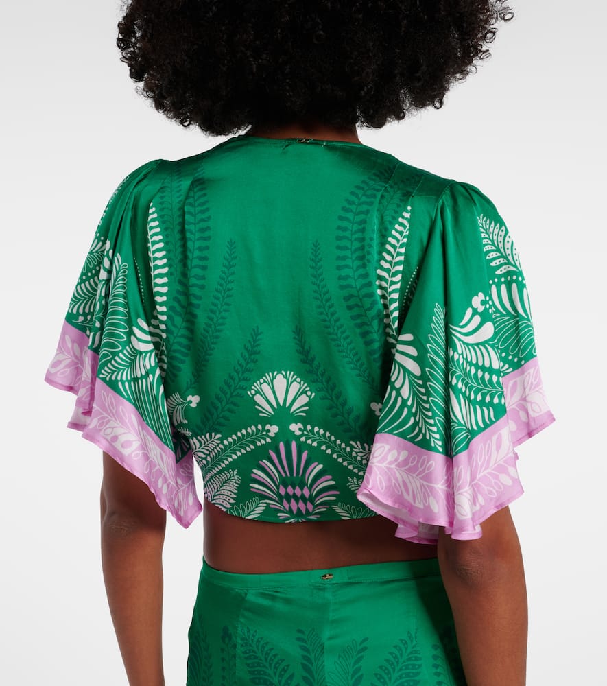 Rose satin crop top