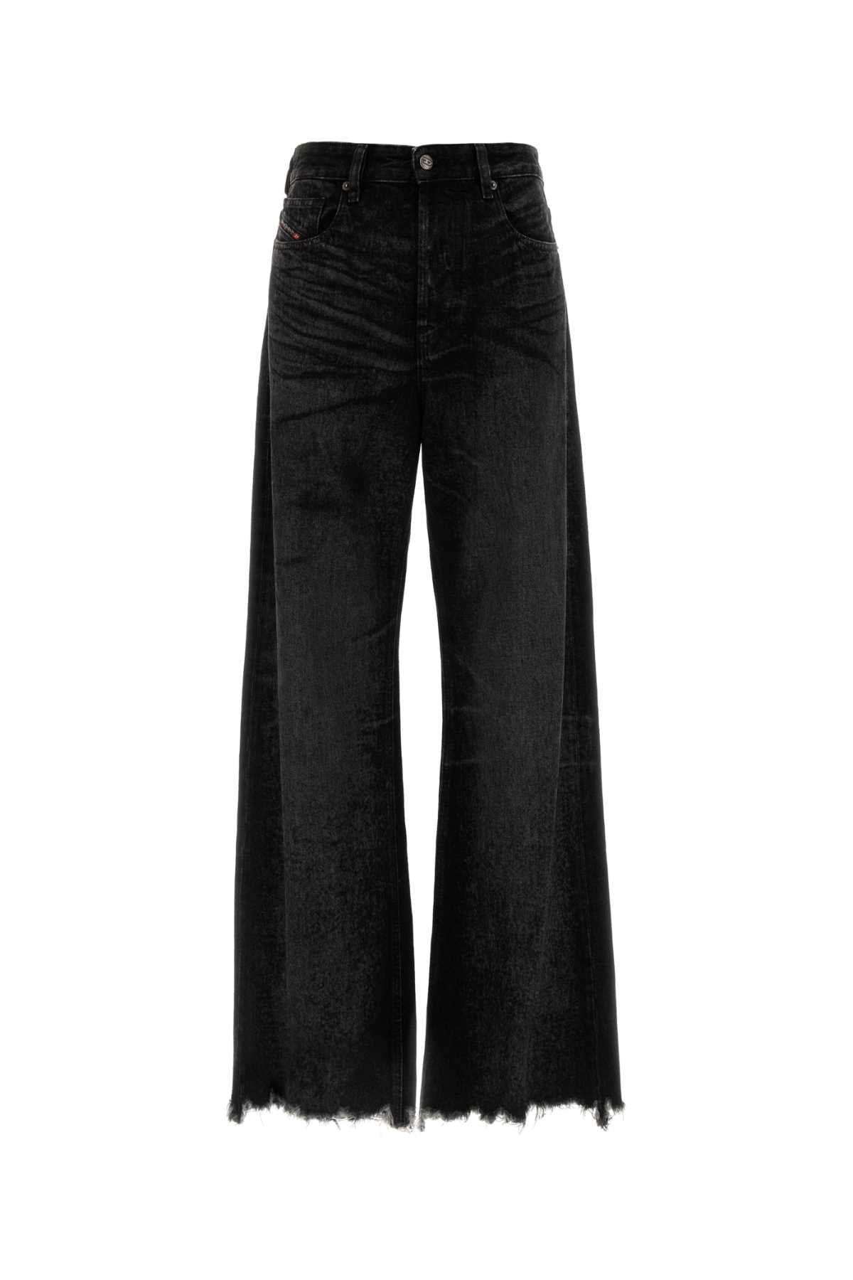 Wide-Leg Black Denim Jeans — Black
