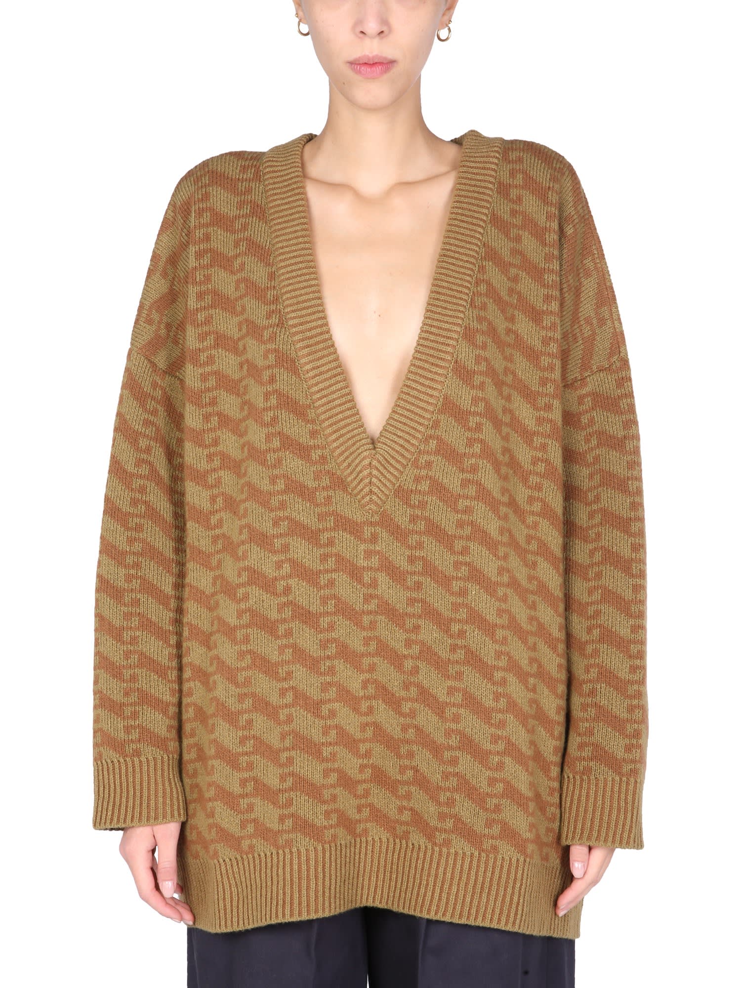 Pulls V-Neck Jacquard Sweater