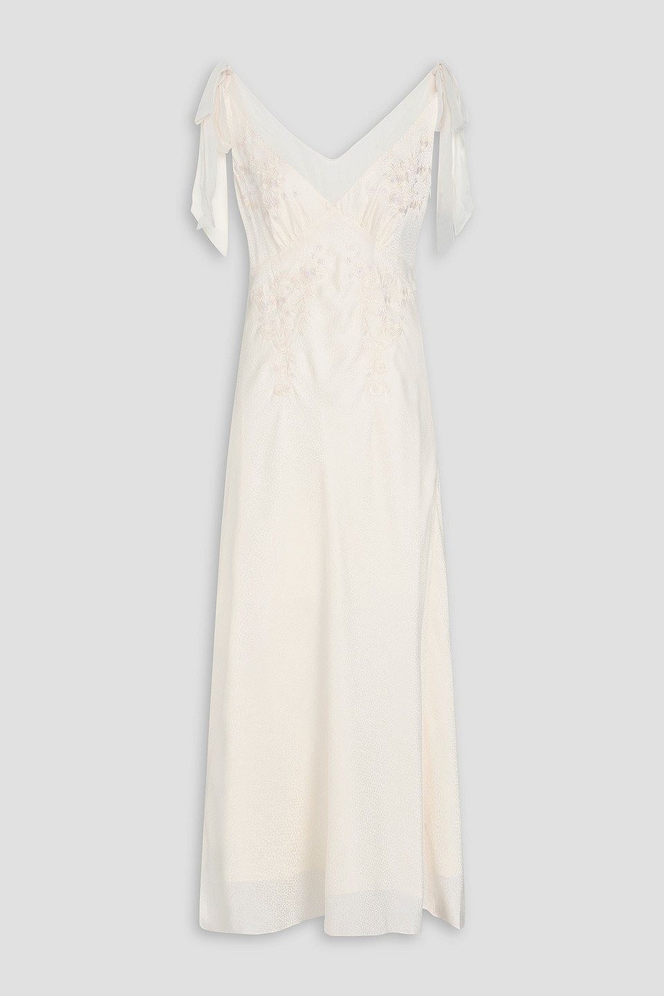 Saloni - Dotty embroidered silk-jacquard midi dress - White - UK 14