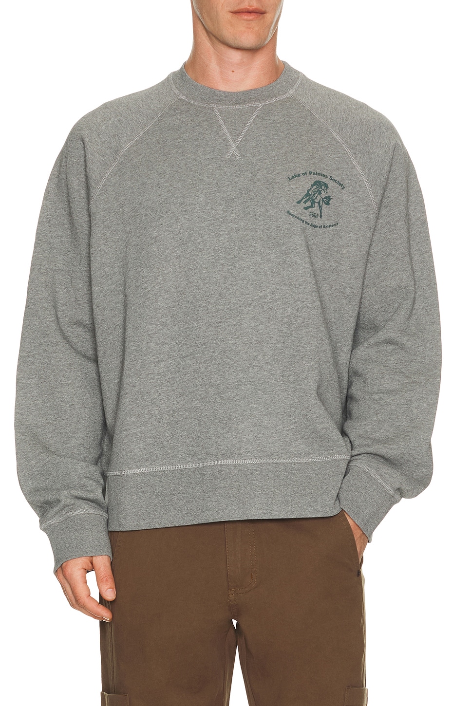 Palmes Lake Raglan Crewneck Sweatshirt in Grey Melange - Grey. L also in M, S, XL/1X