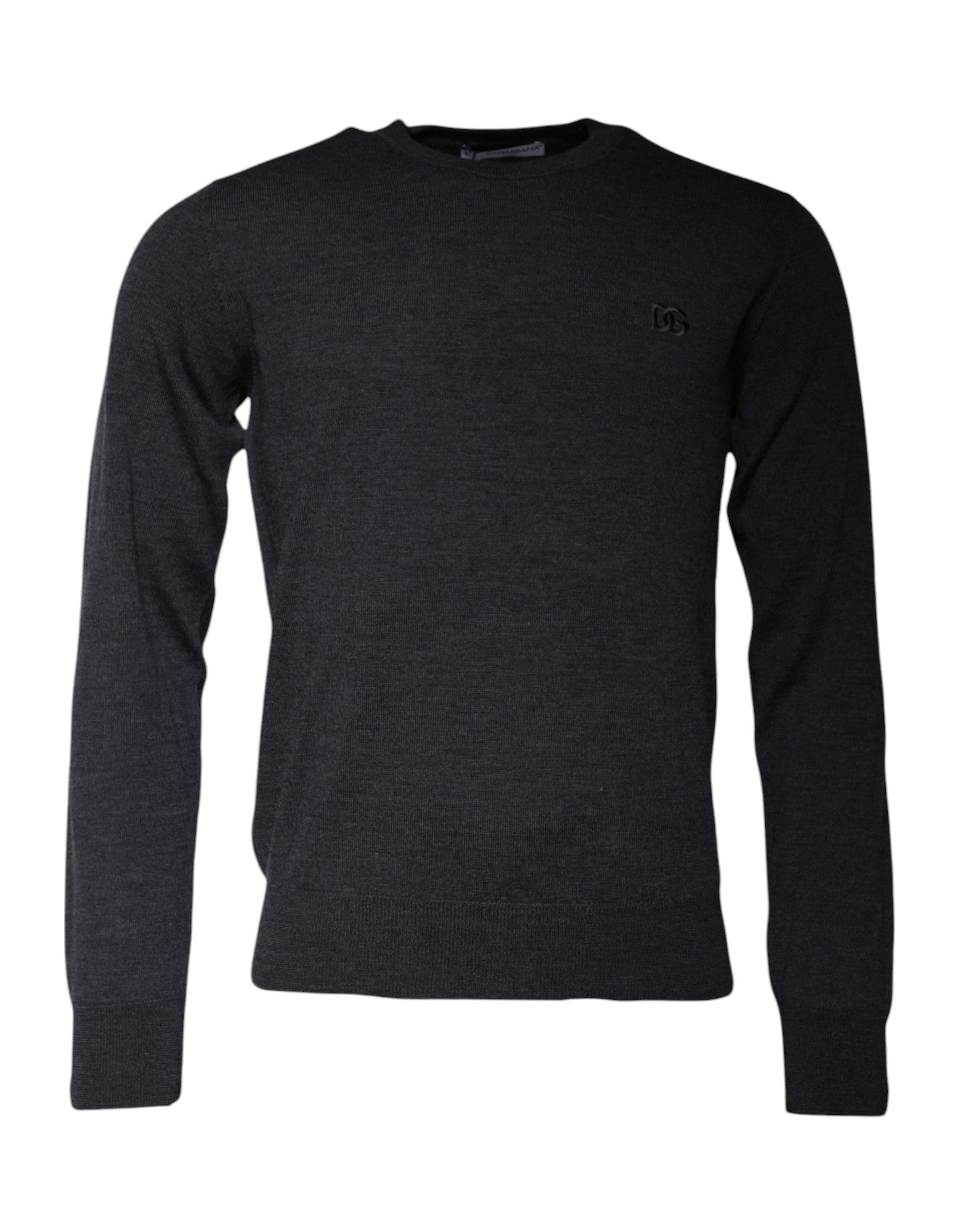 Logo-Embroidered Virgin Wool Sweater — Gray