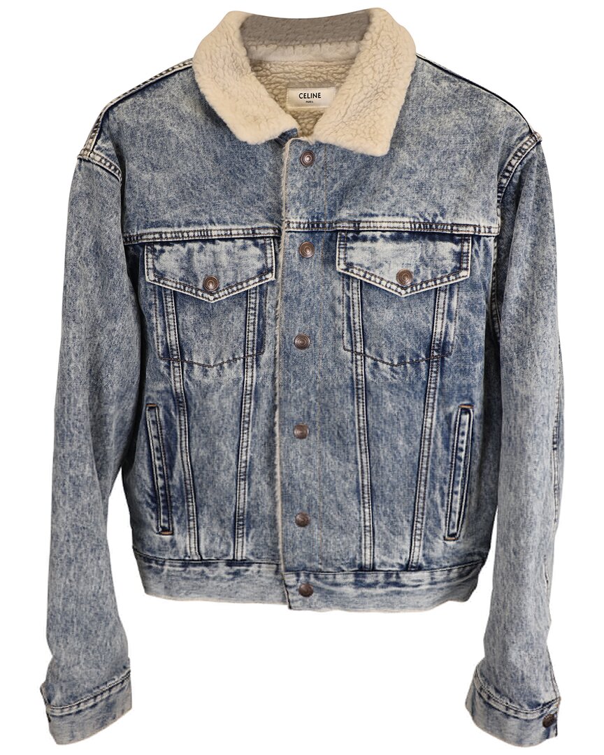 Oversized Shearling-Lined Bleached Denim Jacket (Authentic Pre-Loved)