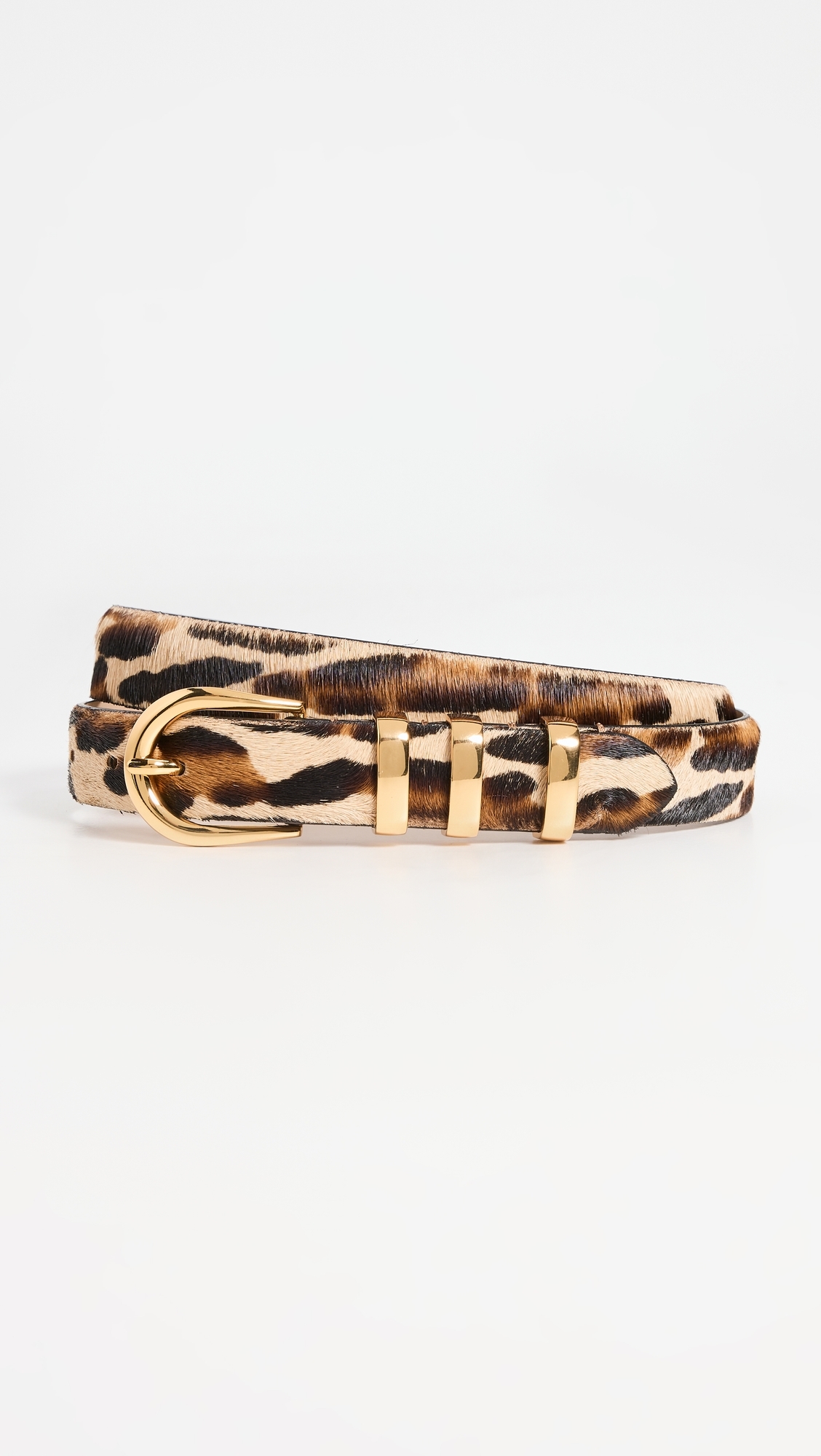 Kad Calf Hair Belt Leopard Gold