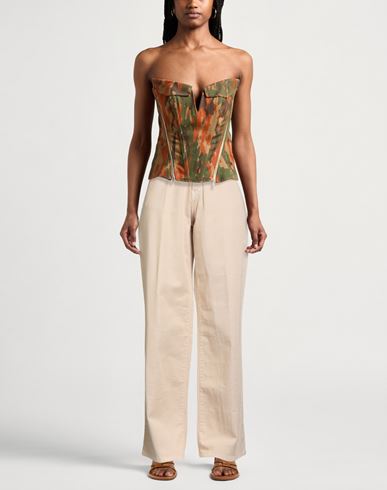 Woman Pants Beige Size 27 Cotton, Elastane