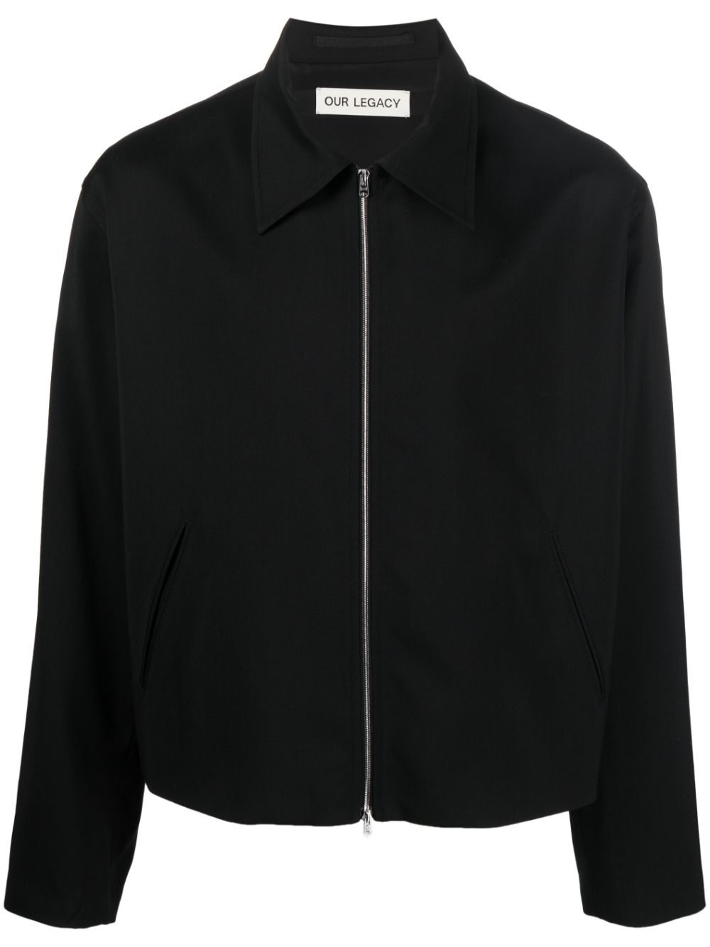 Straight-point collar bomber jacket - Black