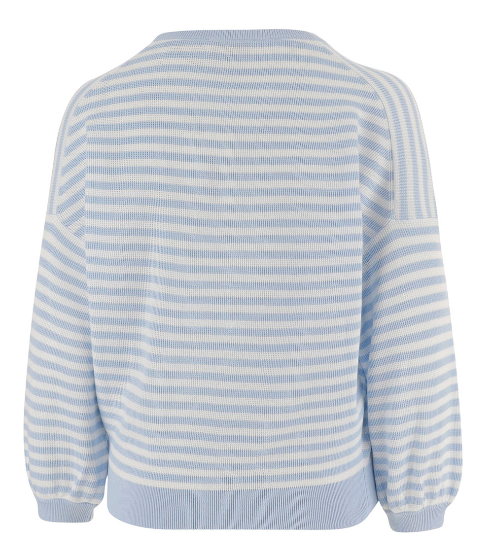 Light Blue Stripes Round Neck Sweater