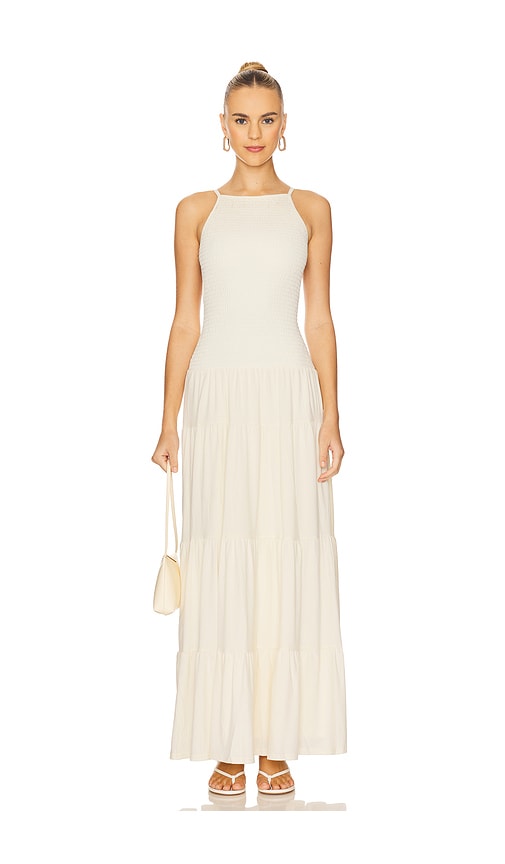 WeWoreWhat Smocked Drop Waist Maxi Dress in Ivory. Größe XL. Also in L, M