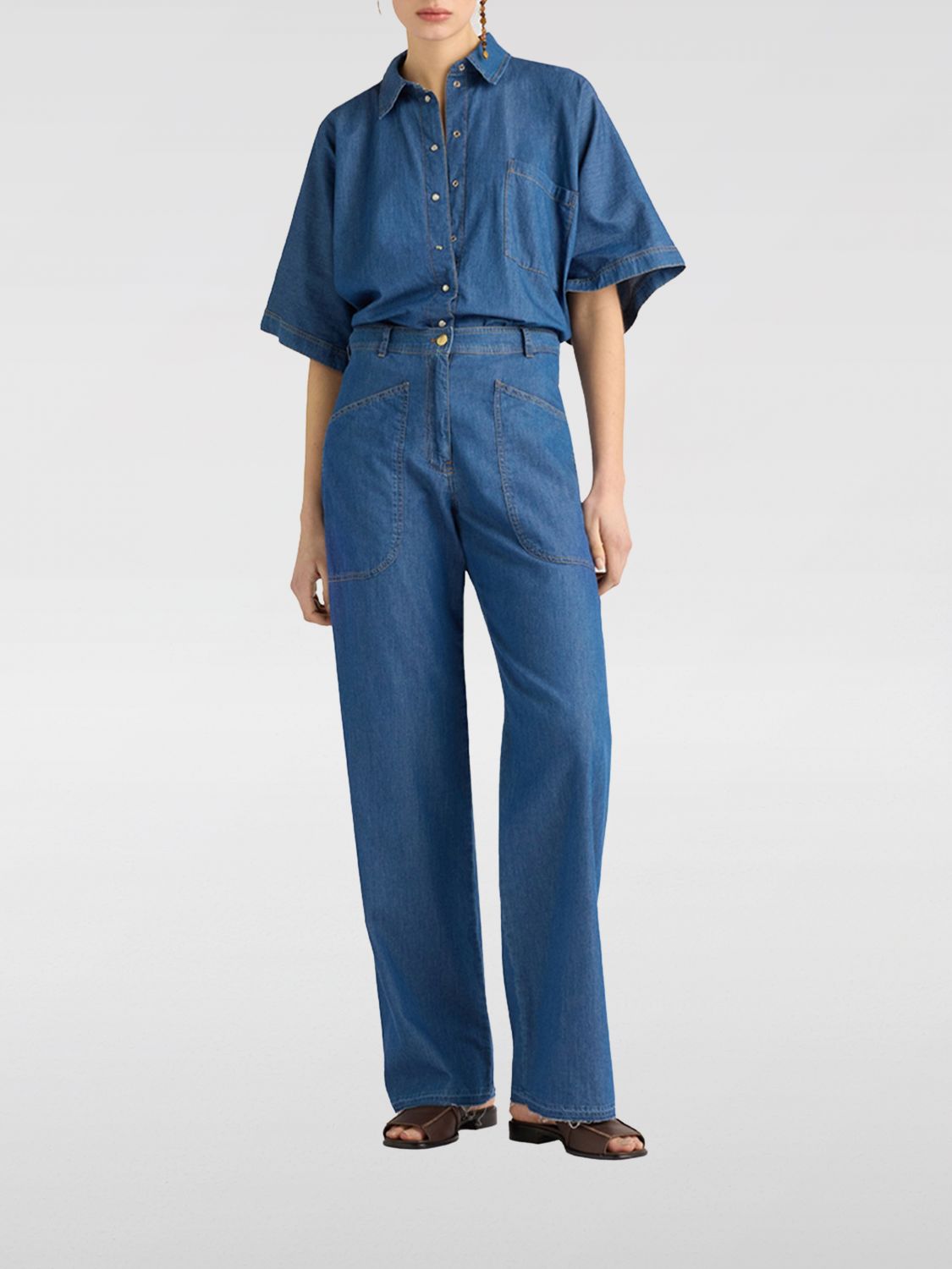 MOMONÌ Pants Woman color Blue