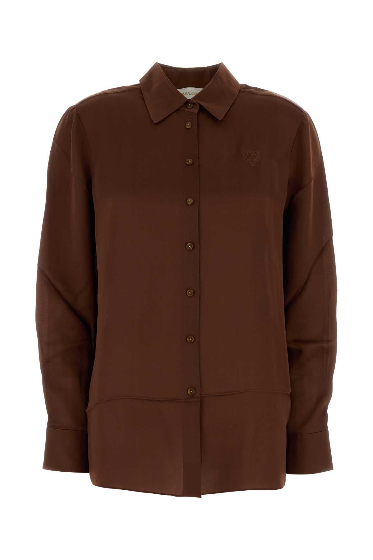 Satin Shirt — Brown