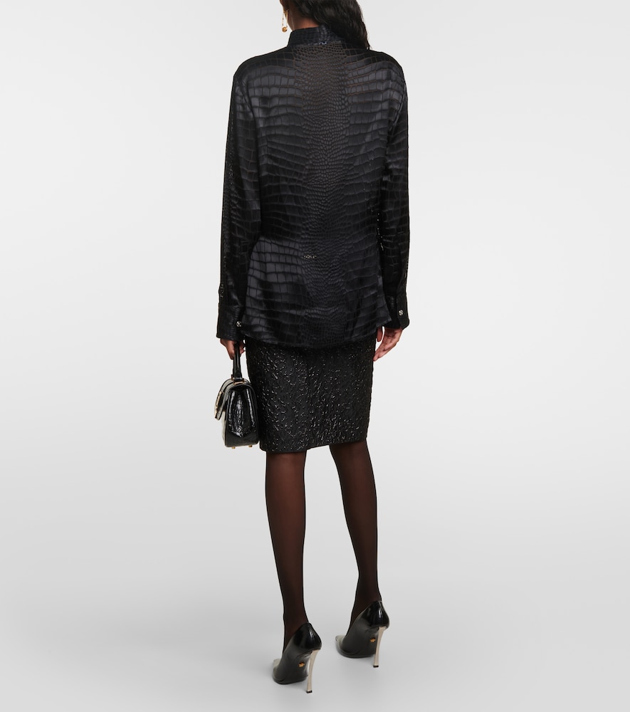 Tie-neck devoré shirt