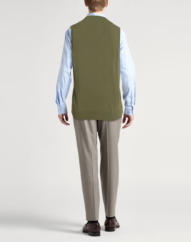 Man Cardigan Military green Size 40 Cotton