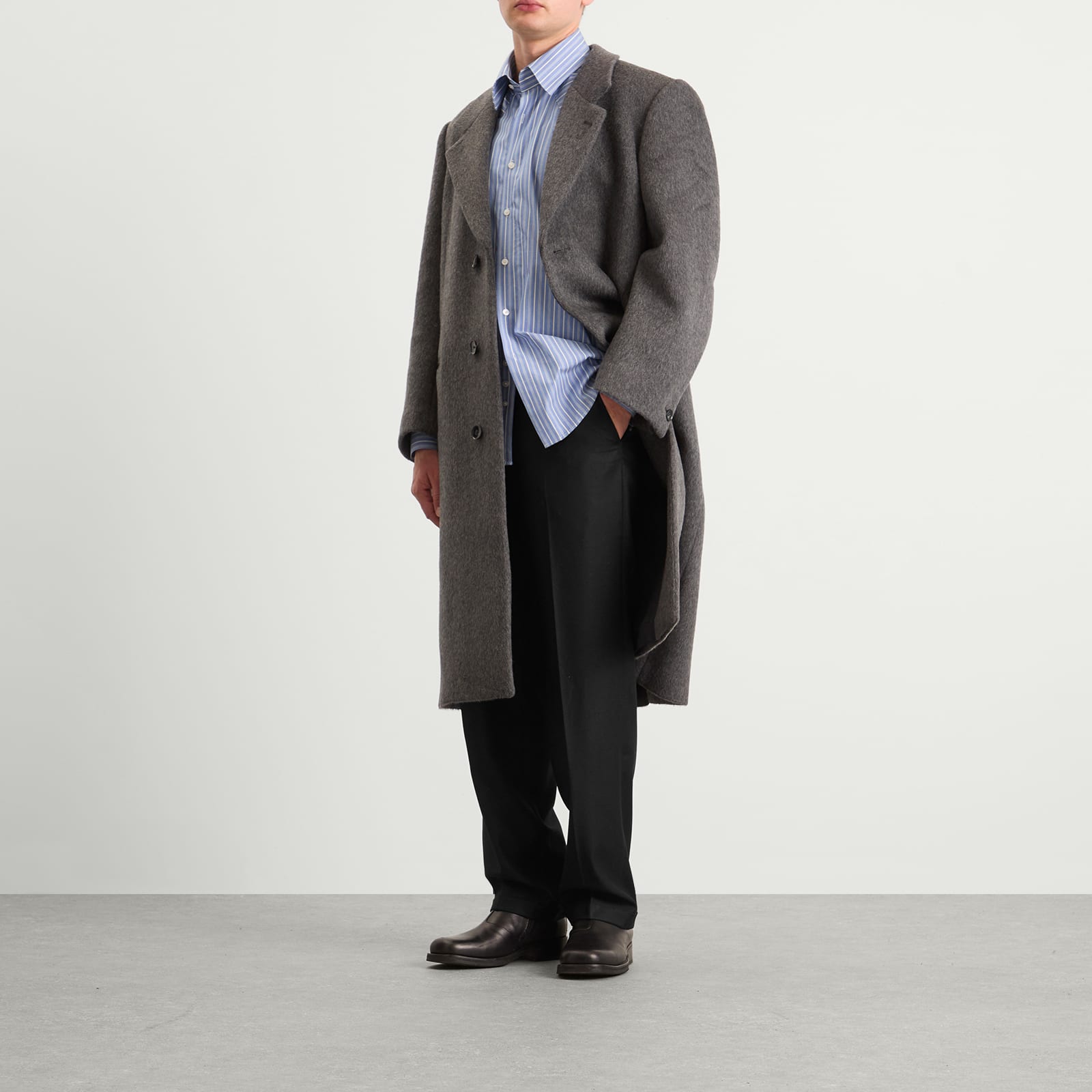 Men's Flat Front Trouser Black Ash Pinstripe