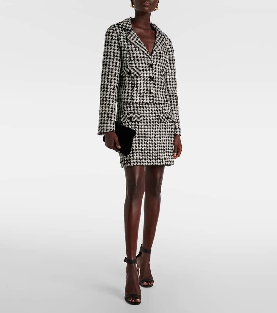 Houndstooth cropped jacket