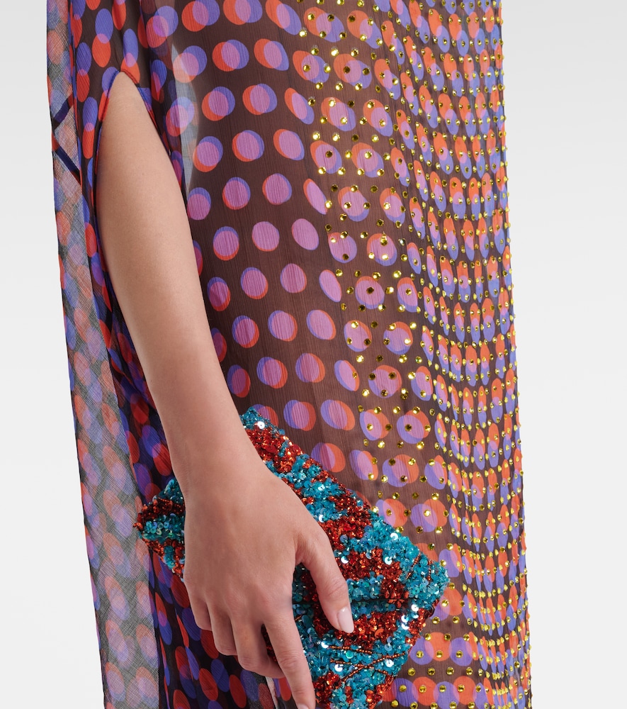 Polka-dot silk satin minidress