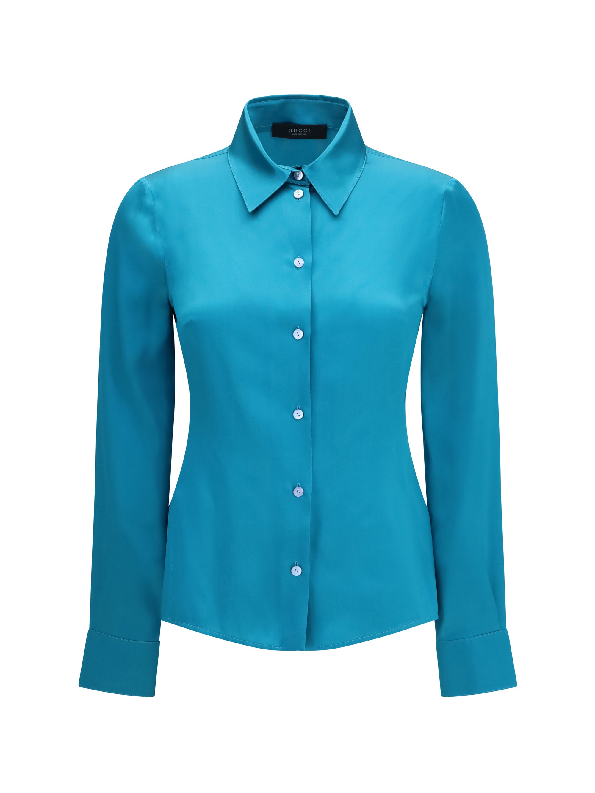 Silk Satin Shirt — Blue