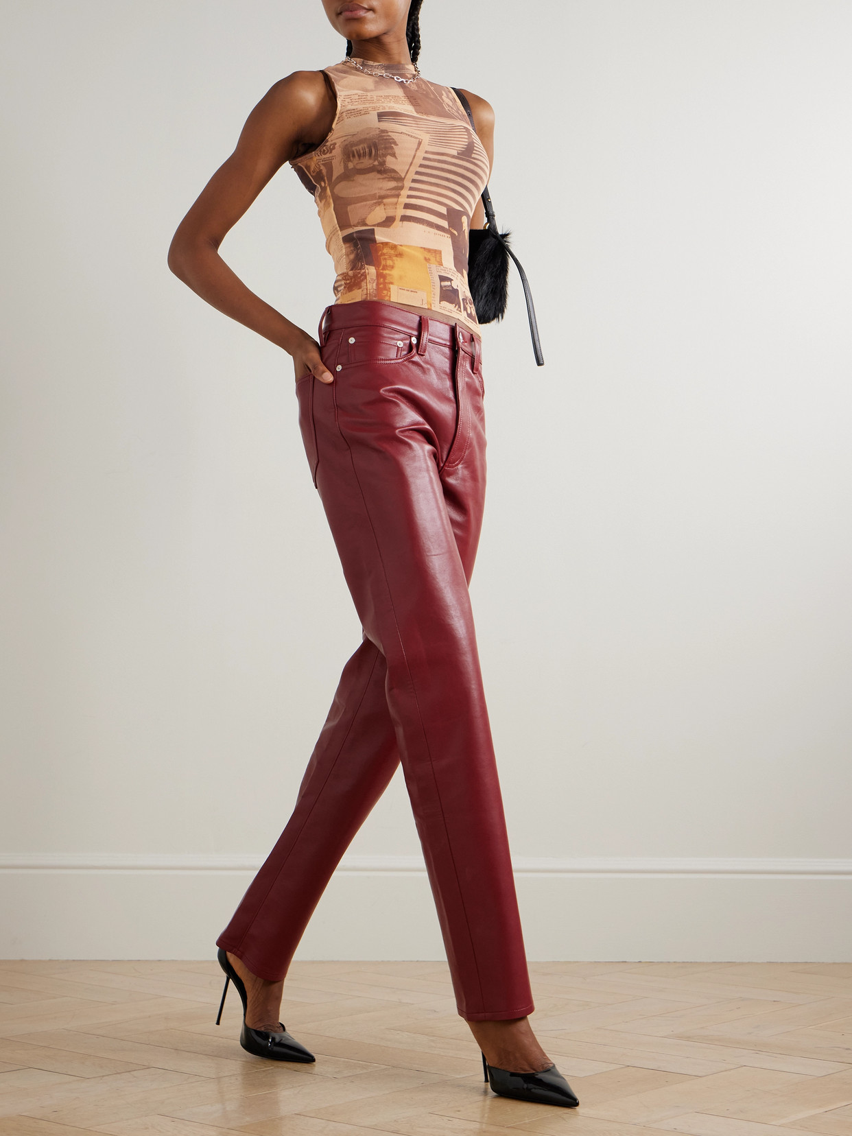 Journal Printed Mesh Top - Neutrals