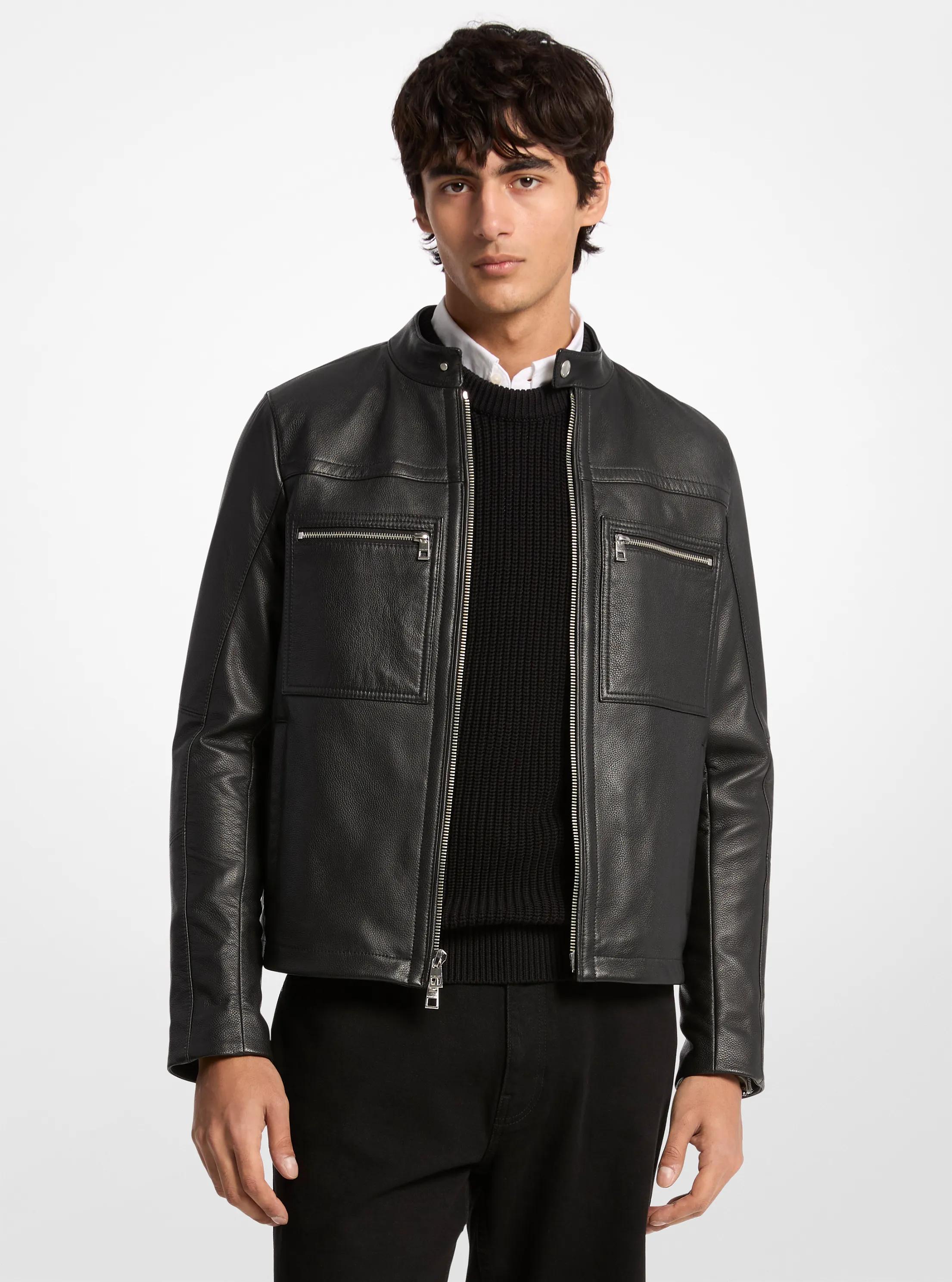 Leather Double-Zip Racer Jacket