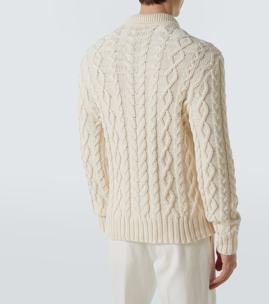 Cable-knit cotton-blend sweater