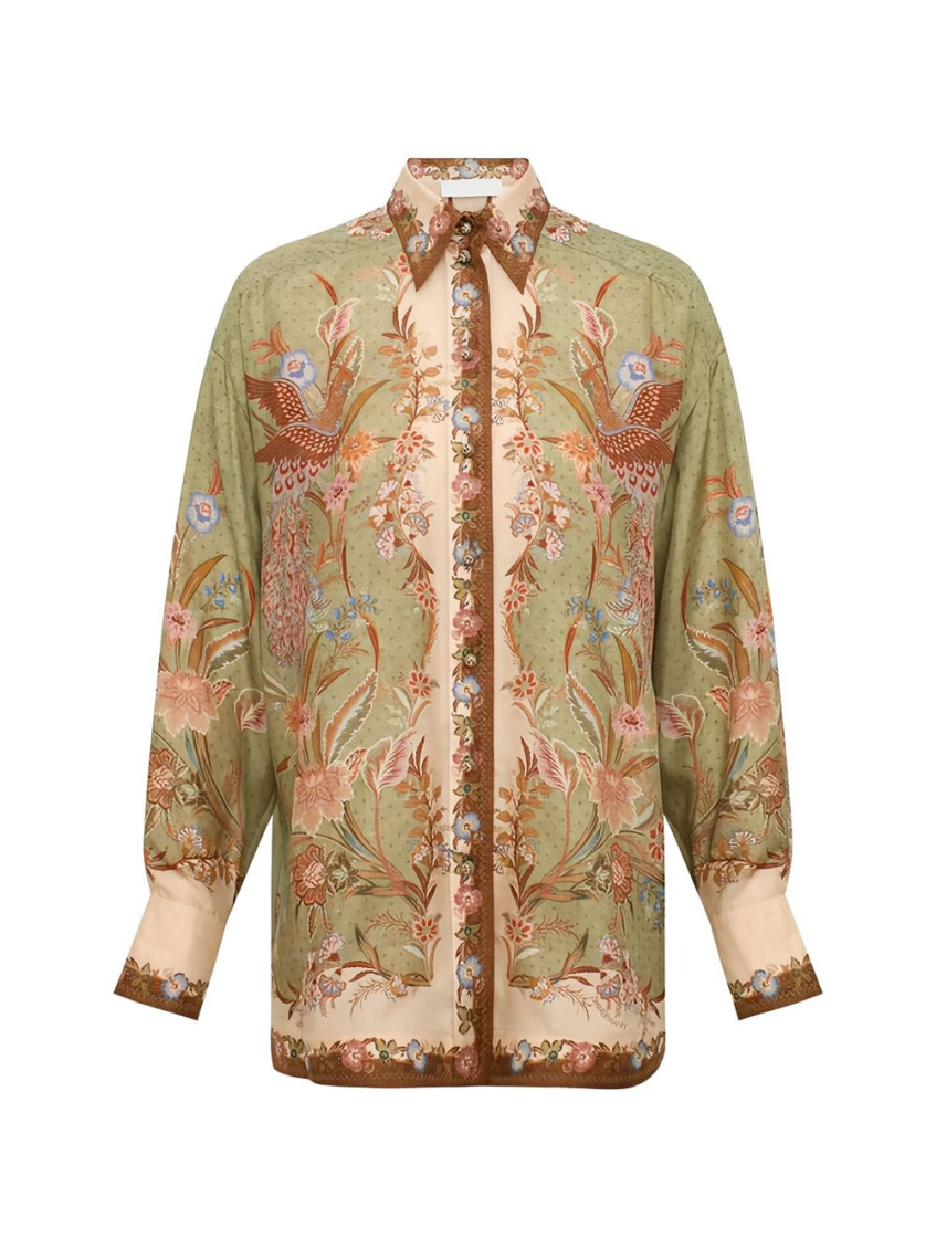 Zimmermann - indra silk shirt floral embroidery cuff
