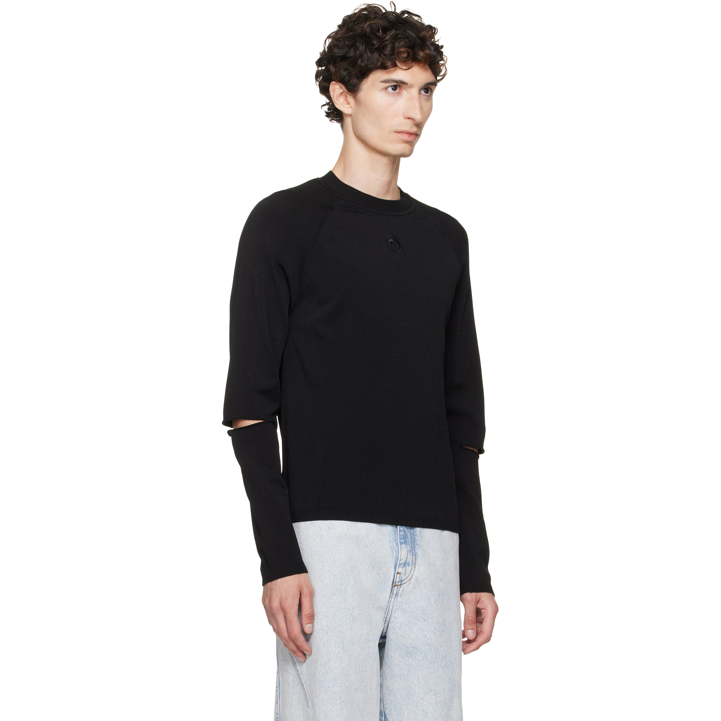 Black Moon Logo Knit Slit Sweater