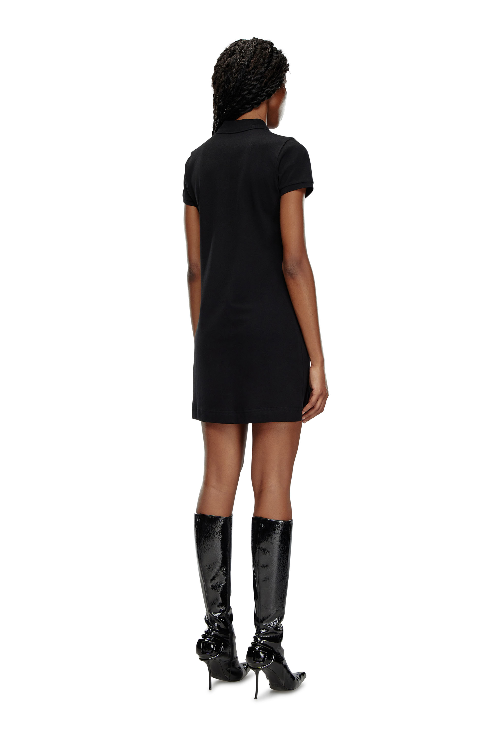 Oval D patch polo dress - Black
