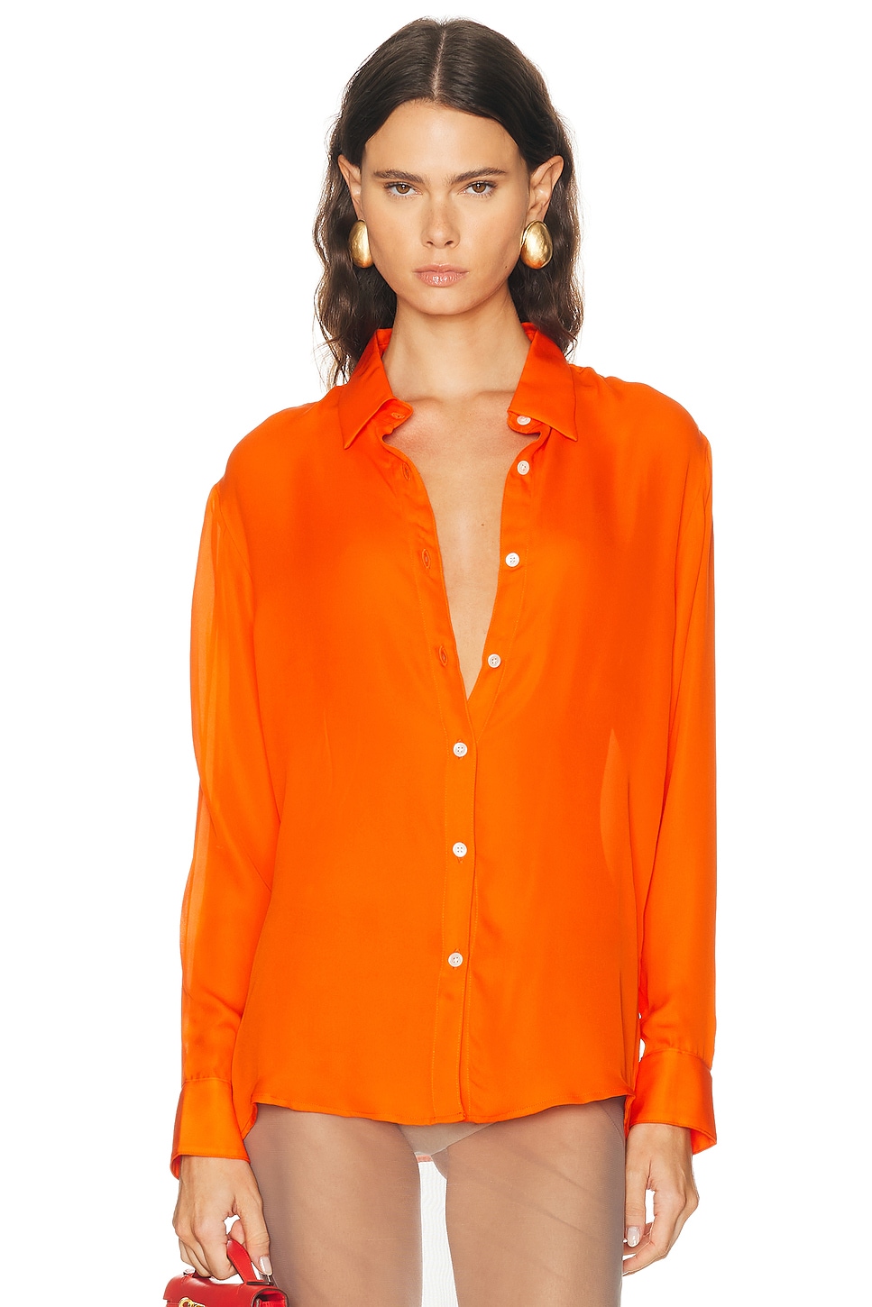 SPRWMN Mara Button Up Top in Orange