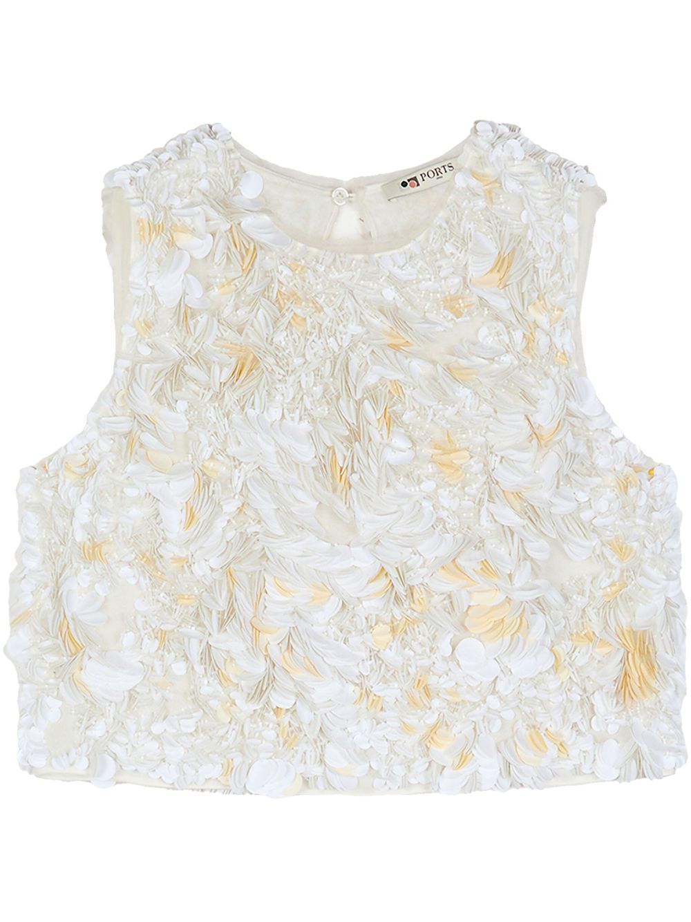 Ports 1961 flower-appliqué top - White