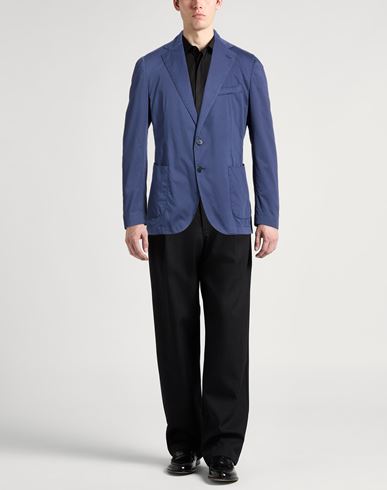 Man Blazer Navy Size 40 Cotton, Elastane
