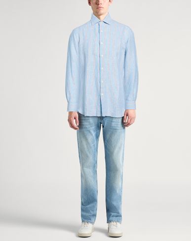 Man Shirt Azure Size 40 Linen