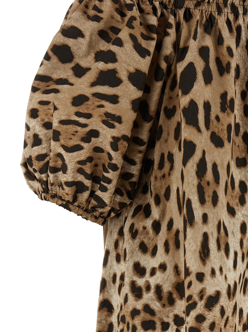 Dolce&Gabbana - off shoulder poplin top leopard print