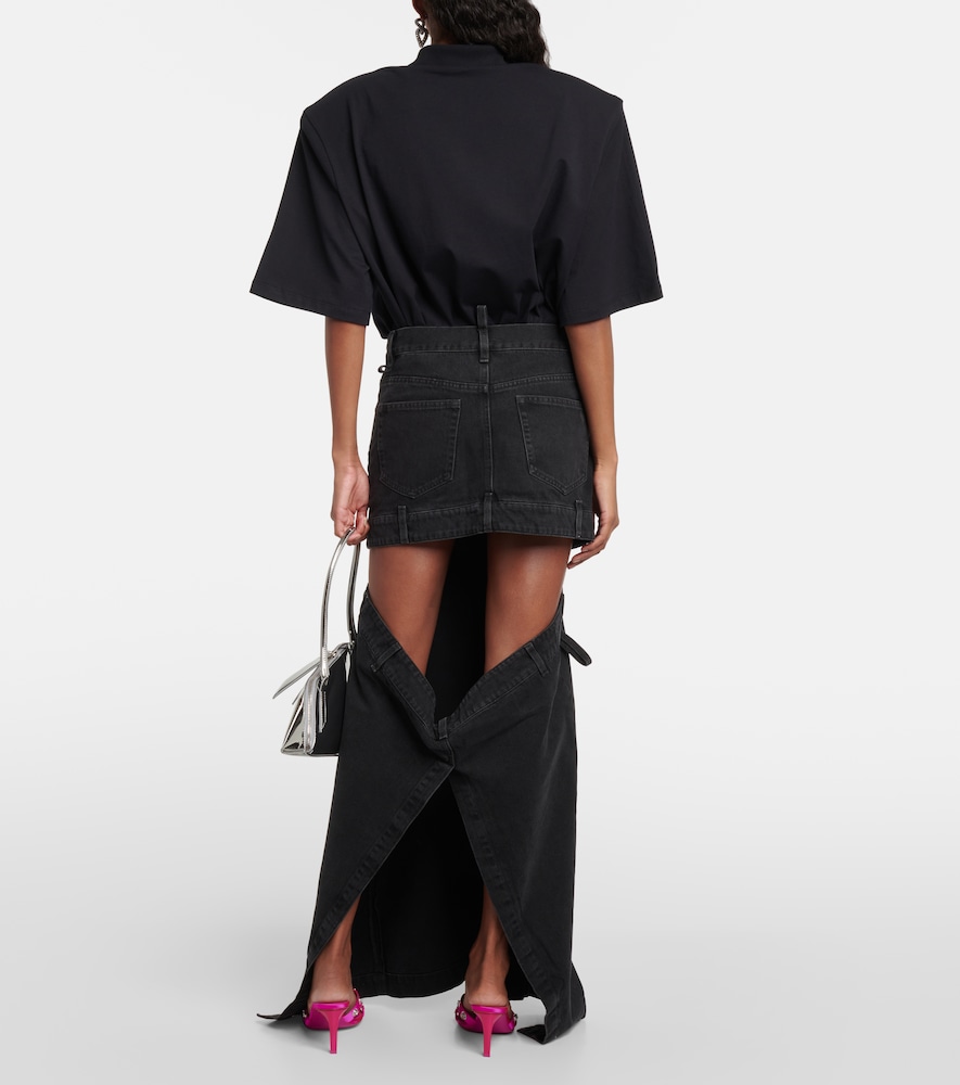 Deconstructed denim maxi skirt