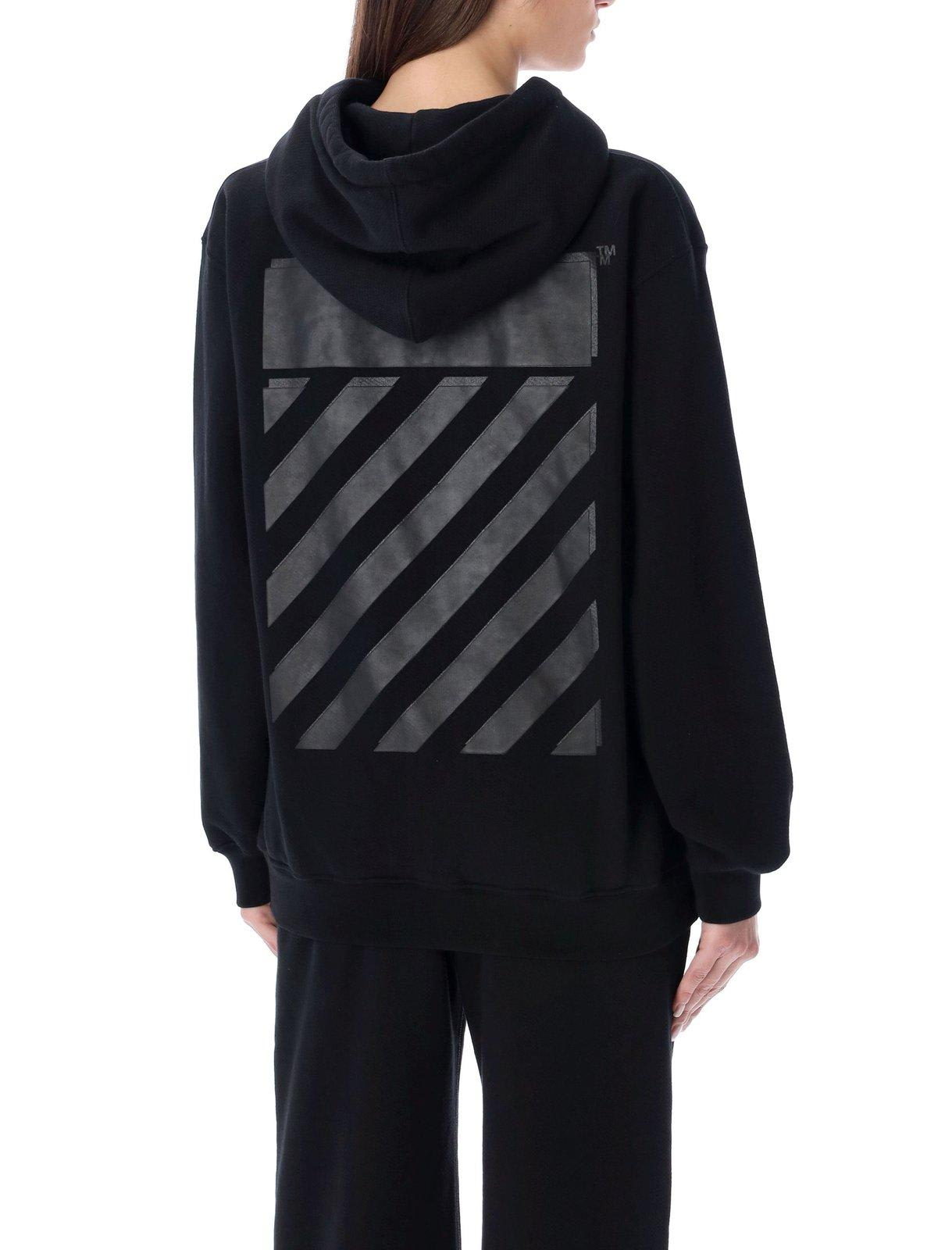 Diag Printed Drawstring Hoodie