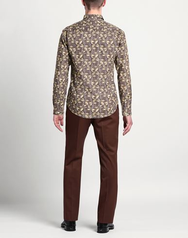 Man Shirt Brown Size 38 Cotton, Linen