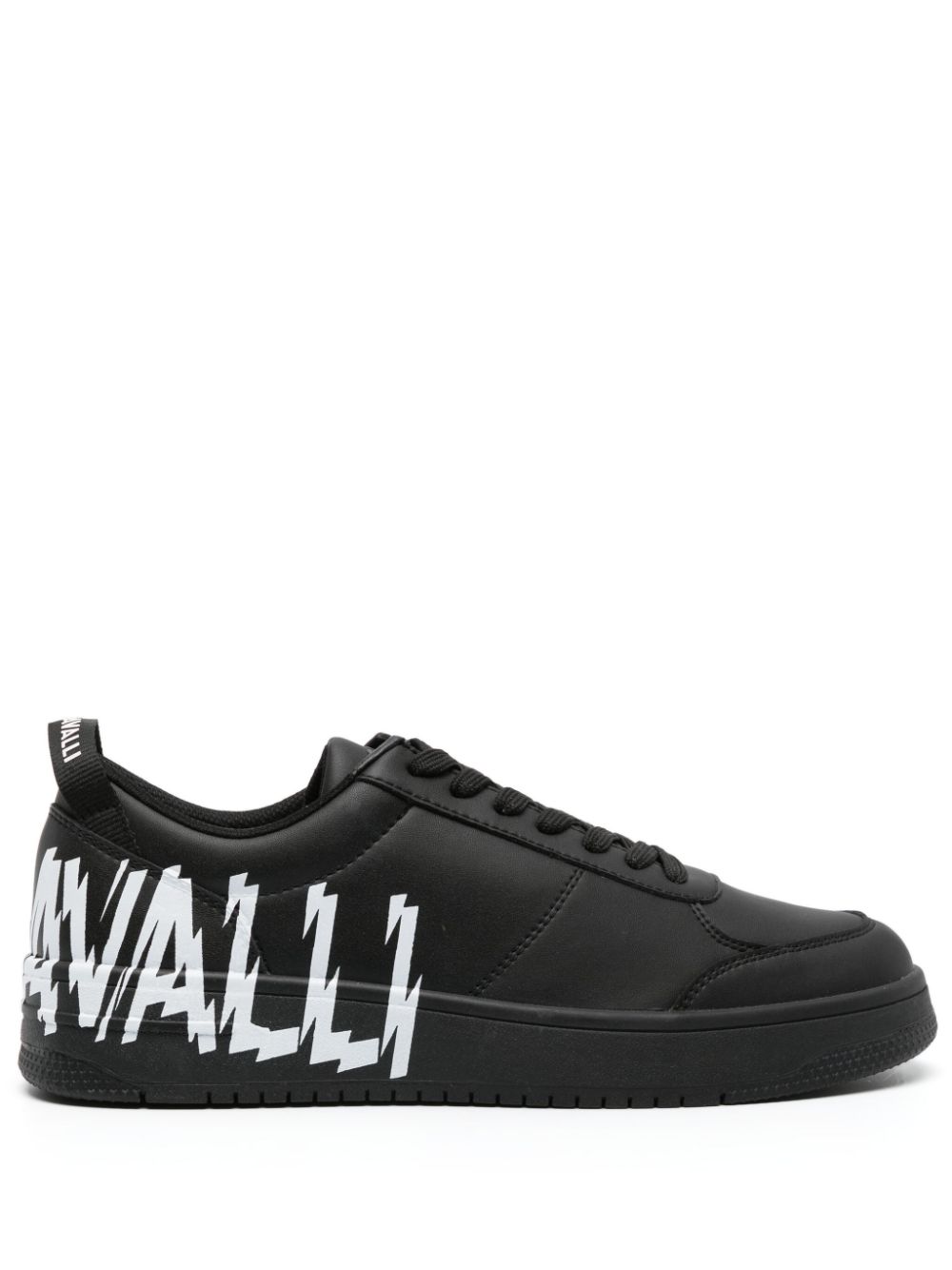Logo-print leather sneakers - Black