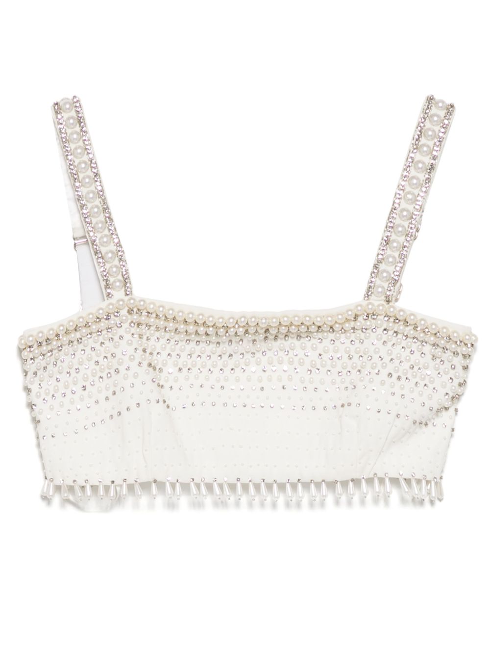 Pearl trimmed cropped vest - White