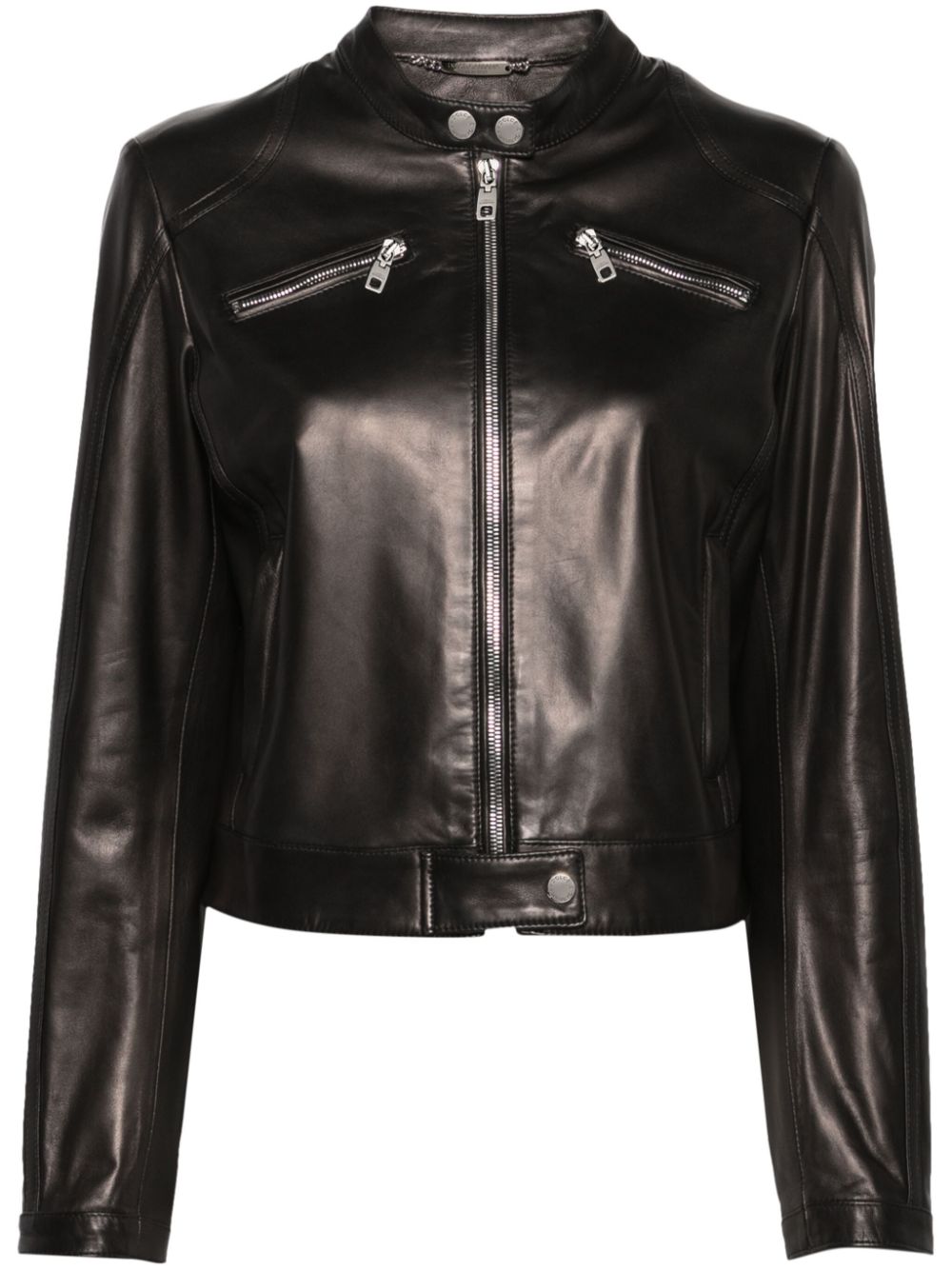 Zip-up leather jacket - Black