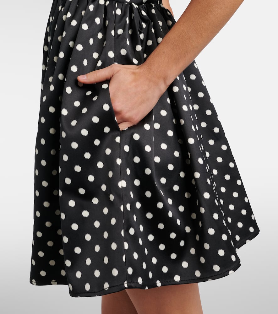 Bow-detail polka-dot satin minidress