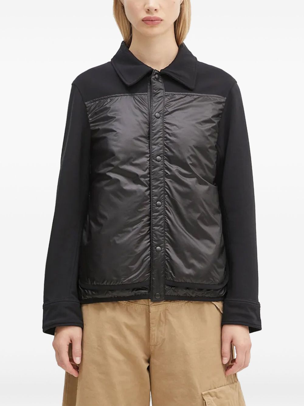 Panelled button-fastening jacket - Black