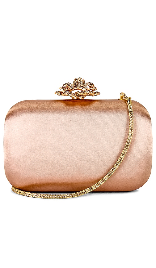 Olga berg Rosa Crystal Lock Clutch in Rose Gold
