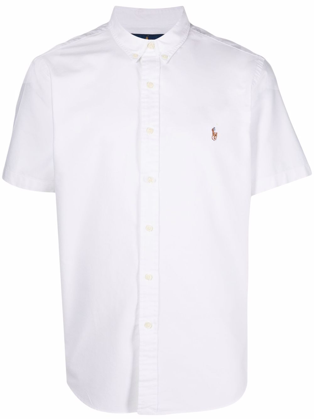 Embroidered Oxford short-sleeve shirt - White