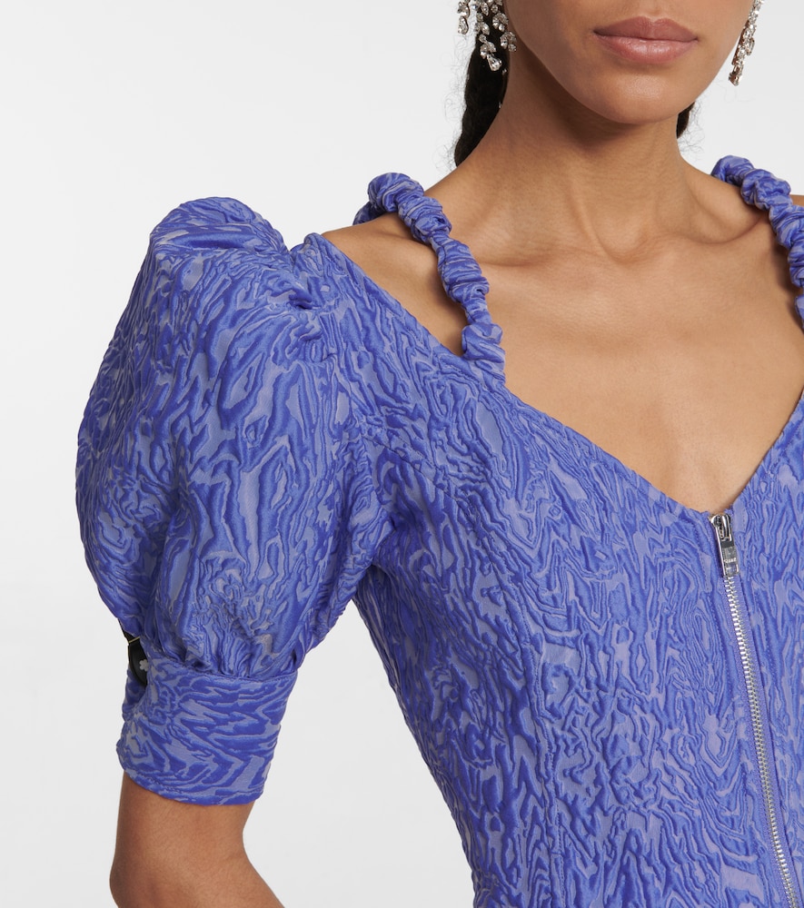 Ganni Jacquard puff-sleeve minidress