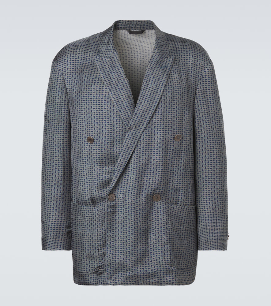 Printed double-breasted blazer