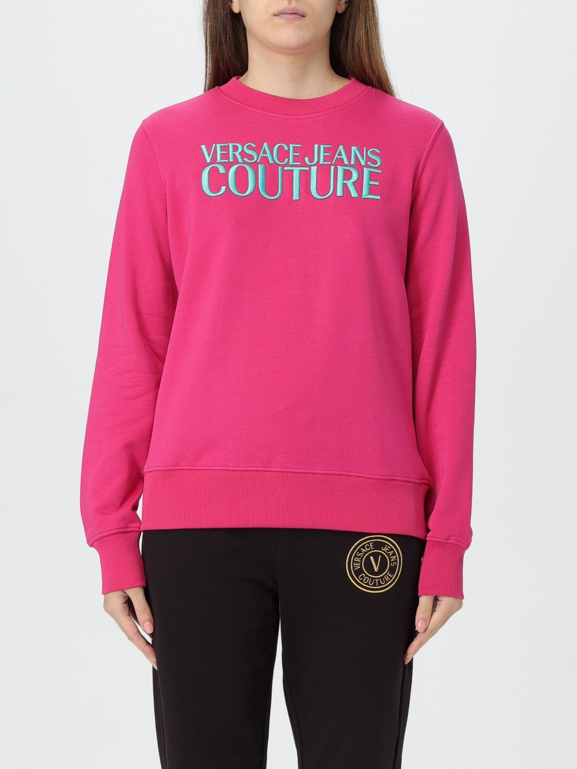 Logo-embroidered cotton sweatshirt - Pink